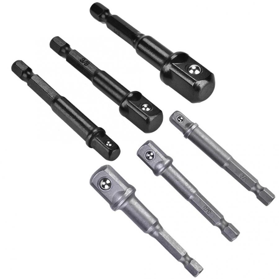 Nøgletype boreklump 3 stk fatningsadapter 1/4 sekskantskaft  to 1/4 3/81/2 firkantet borehoved