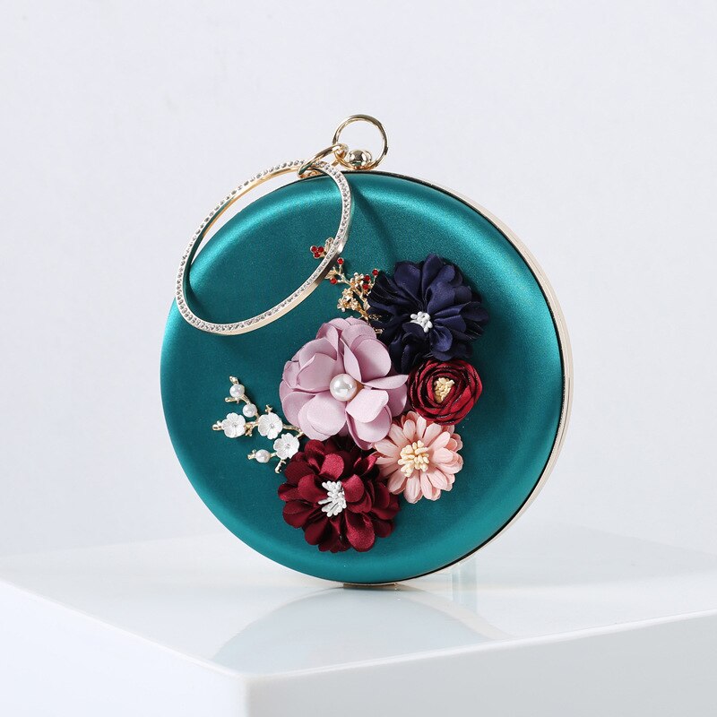 Bloemen dinertas oksel ronde hand-in-hand avondtas hanfu tas ingelegde tas kristallen avondtassen portemonnee handtassen schooltassen: Groente
