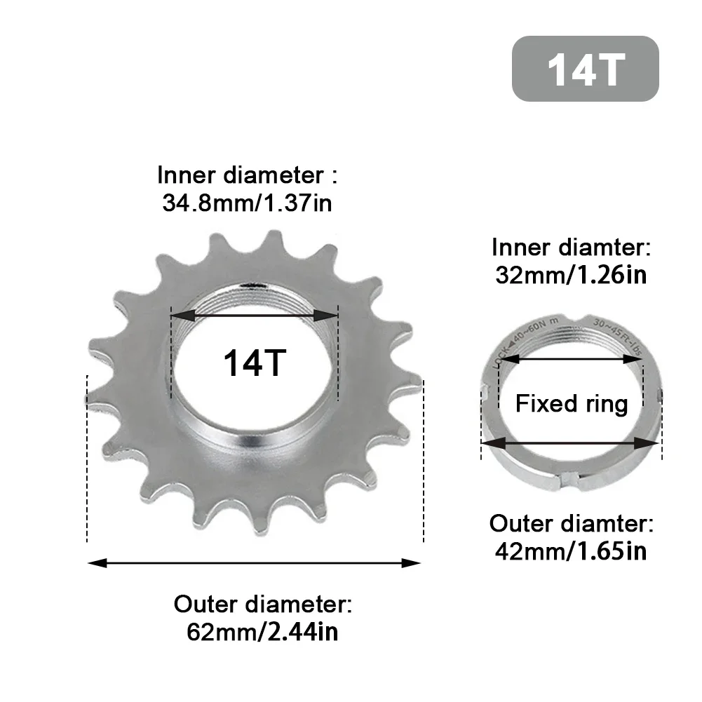 Piñón de rueda de bicicleta de piñón fijo 13t/14t/15t/16t/17t/18t con anillo de bloqueo, accesorios de ciclismo para buje de bicicleta de pista Fixie: YELLOW