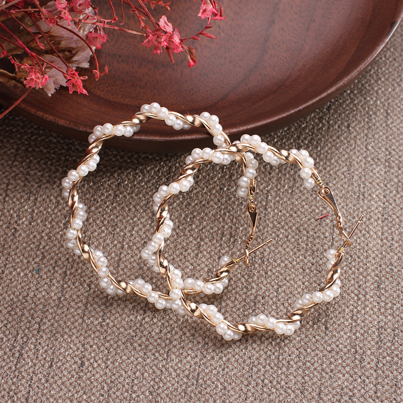 Brincos imitação de pérola boho brancos, brincos grandes dourados femininos, joias coreanas: E441