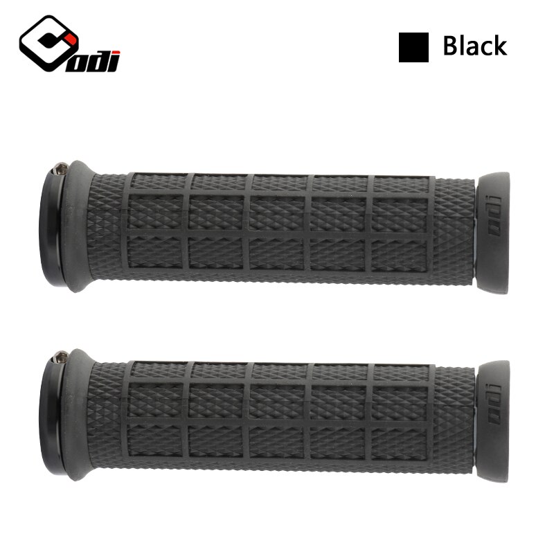 ODI Grips Aluminum Alloy Lock Ring Mountain Bike Grips Silicon Bicycle Handlebar Grip Shock Absorber MTB Bike Handle Bar Part: Model-1-Black
