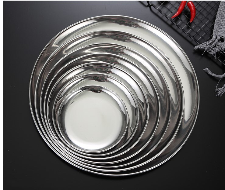 304 Stainless Steel round Plate Western Restaurant Bone Tray Dish Shallow dishes dinner plates set dish sets