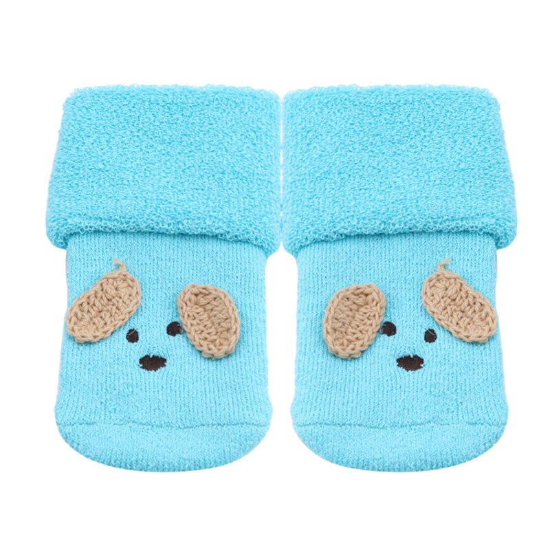 Superzachte kleine babysokjes met kleine oortjes, katoenen sokken, kinderen, baby, cartoonpatroon, antislipsokjes: Blauw