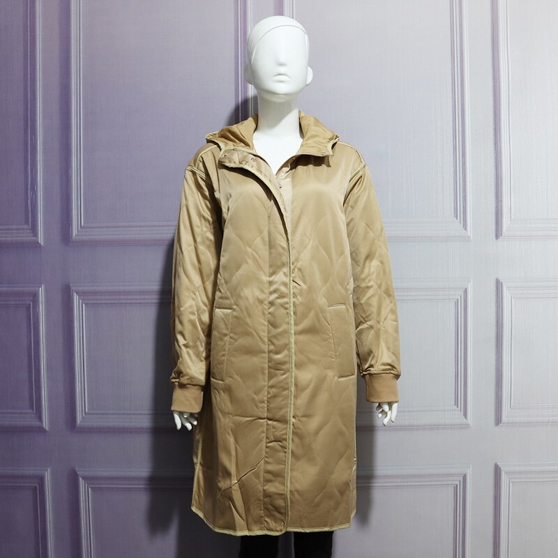 Parka con capucha de gran tamaño para mujer, abrigo largo Vintage de color caqui con cremallera, prendas de vestir, abrigos holgados informales para mujer
