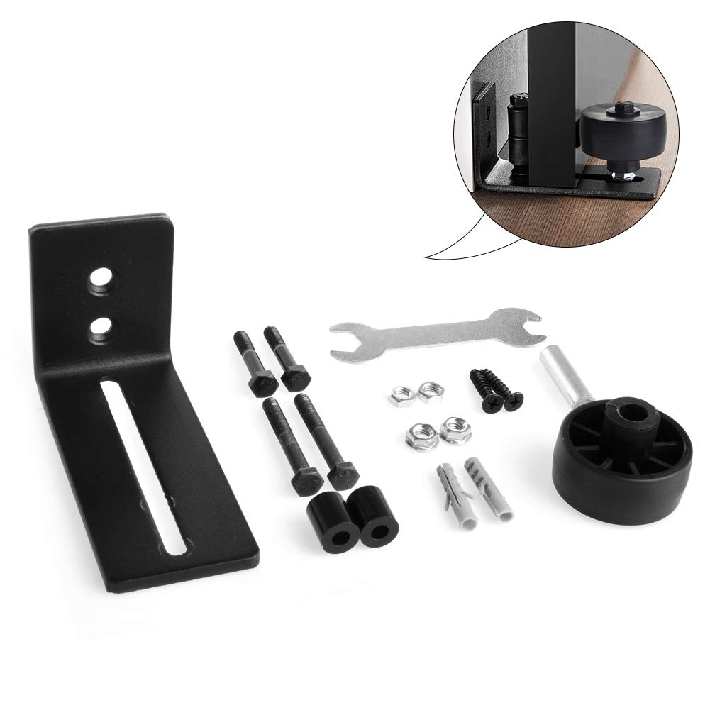 WINSOON 1.5M/5FT Antieke Schuifschuur Deur Hardware Roller Track Kit voor Single J Vorm Zwart