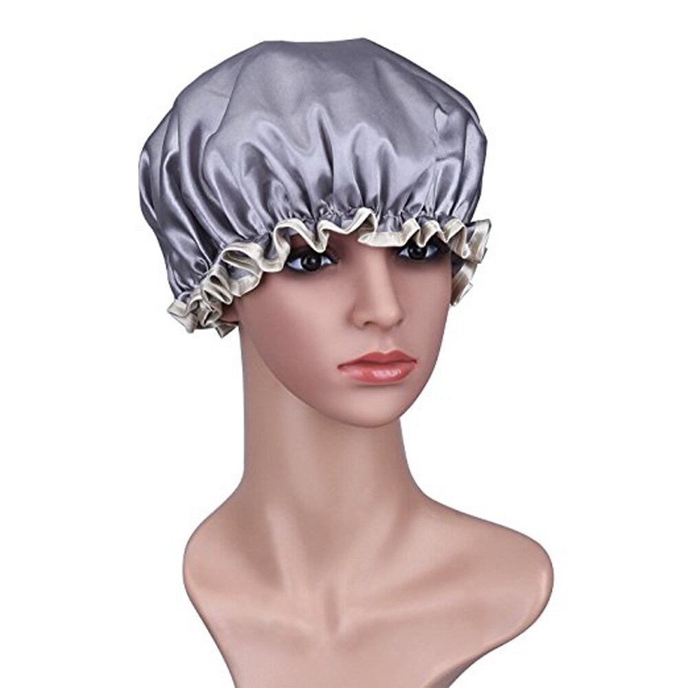 1Pc Mooie Dikke Vrouwen Douche Satijnen Hoeden Kleurrijke Bad Douche Caps Haar Cover Dubbele Waterdichte Badmuts