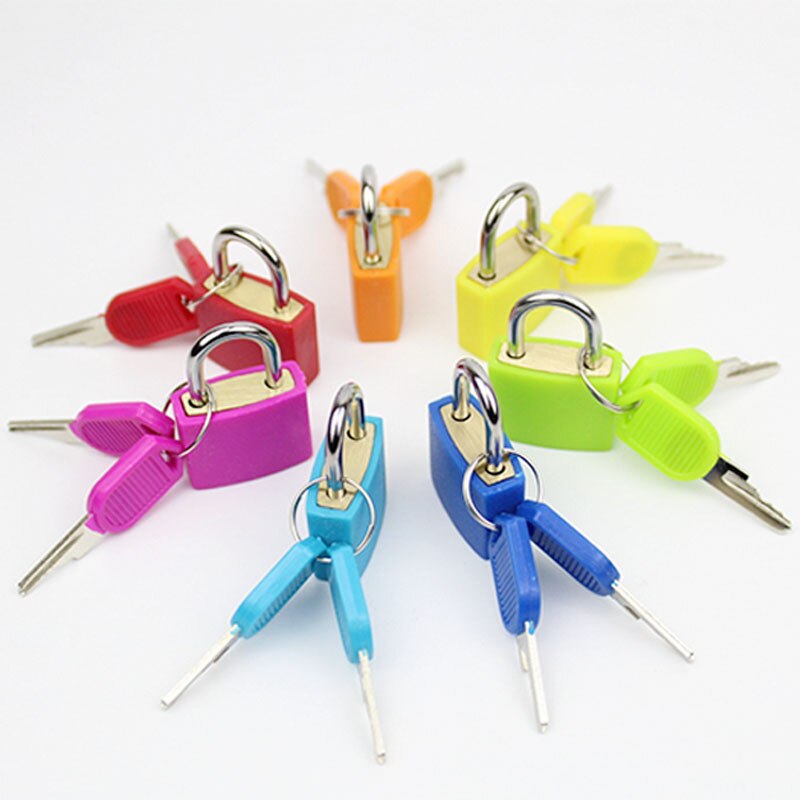 Plastic Casing Lock Brass Lock Body Luggage Zipper Padlock With Two Keys For bags