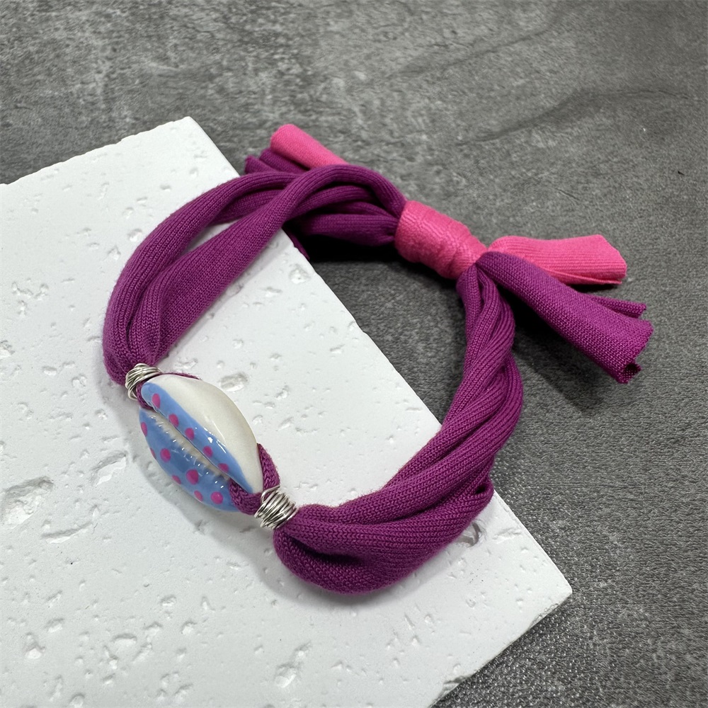 Bracciale con ciondoli a conchiglia a pois Linea di cotone colorata Braccialetti con corde intrecciate fatte a mano per gioielli da donna, uomo e bambino: Cobalto viola