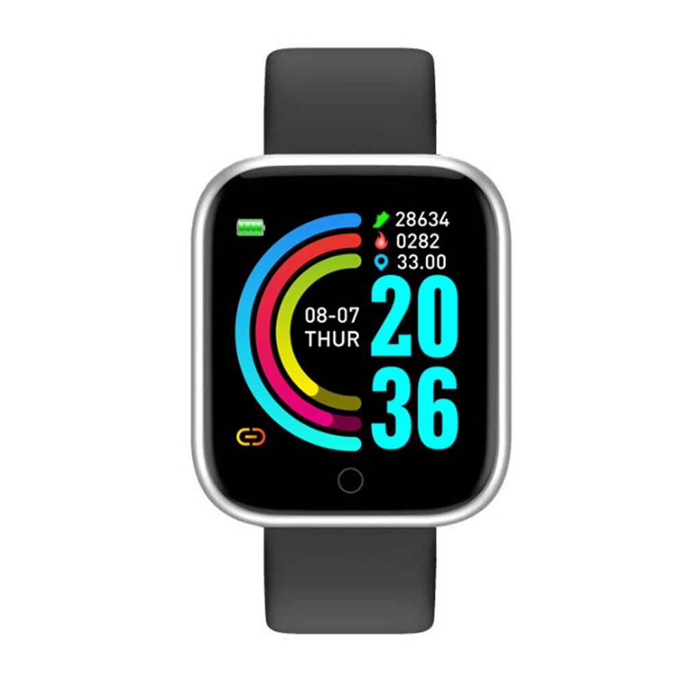 Y68 accorto braccialetto D20 fitness inseguitore Smartband cardiofrequenzimetro pressione sanguigna Bluetooth Smartwatch per IOS androide: Argento