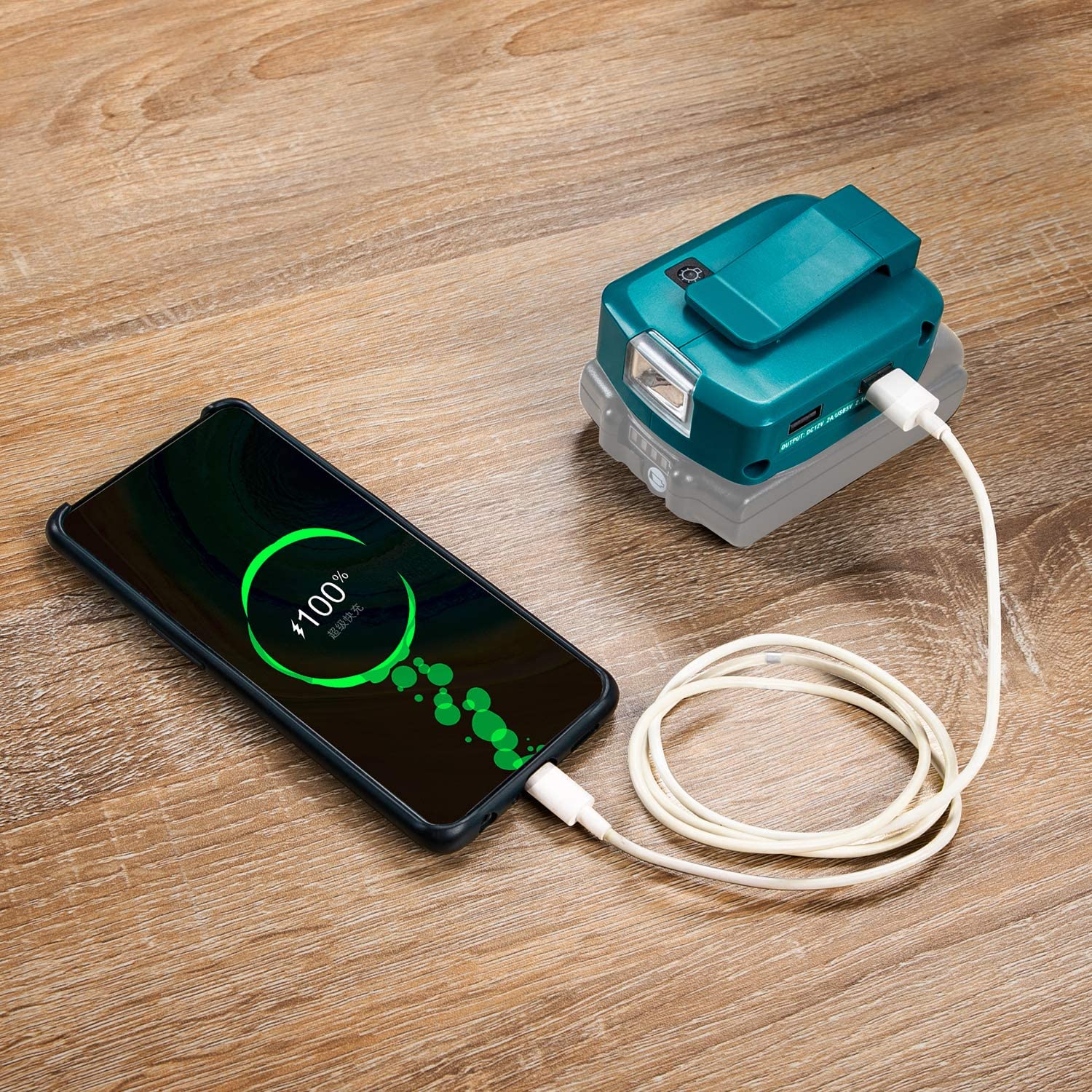 For Makita ADP05 14.4V/18V Lion Battery Dual USB converter Port with LED Light Spotlight Outdoor Flashlight for Makita Batteries