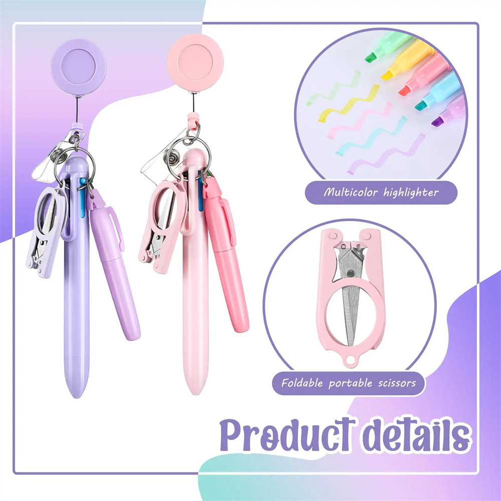 Retractable Scroll Style Hooks Scalable Ballpoint Pen School Hospital Student Nurse Ball Pen with Buckle Clip Nurse's Day