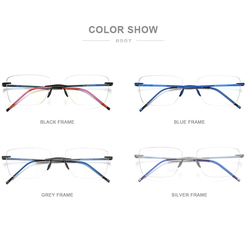 Fonex pure titanium bril heren dames randloos op sterkte vierkante bril montuurloos bijziendheid optisch montuur bril 8557