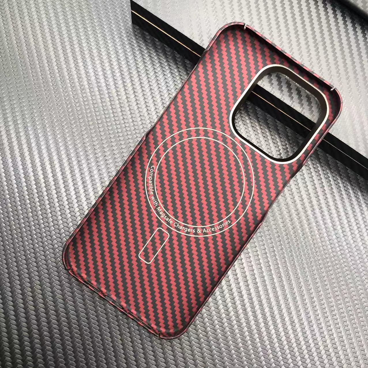 Coque en Fiber de carbone véritable pour iPhone 13 14 15 Pro Max, avec housse de téléphone MagSafe Kevlar, étui en Fiber d'aramide pour iPhone 15/14/13