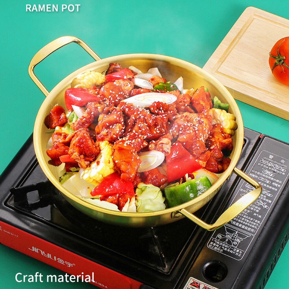 Golden Noodle Pot Korean Ramen Noodles Pot Thick Stainless Steel Soup Pot With Lid Noodles Egg Soup Kitchen Tools Mini Pot