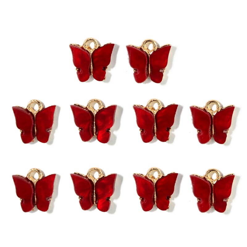 JJFOUCS 10Pcs/set Color Mixing Butterfly Cute Acrylic DIY Animal Pendant Handmade Jewelry For Necklace Bracelet Anklet Earring: 000102RS