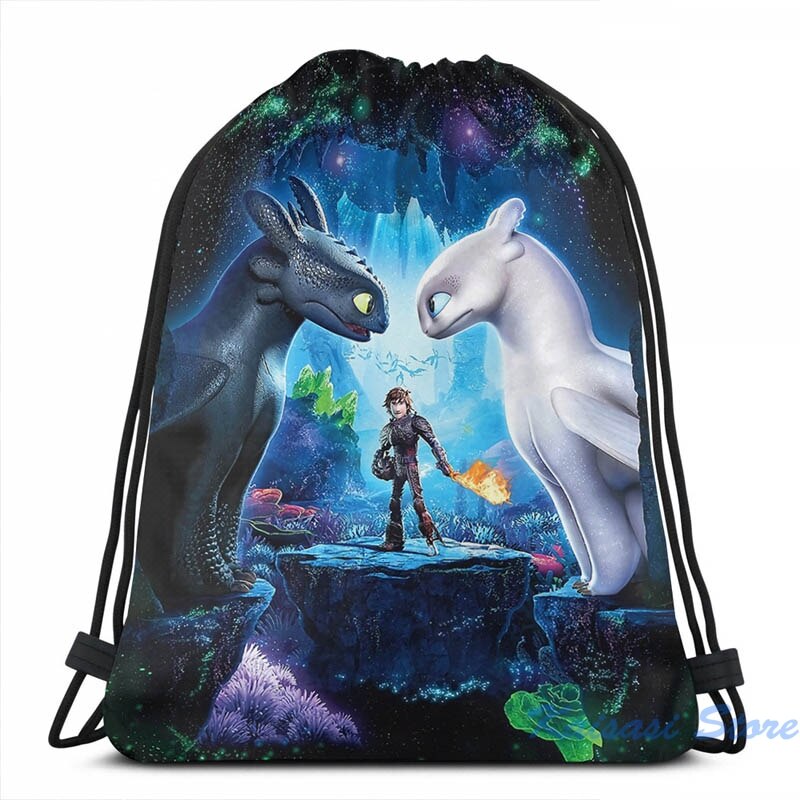 Comment former votre Dragon 3 le monde caché USB Charge sac à dos hommes sacs d'école femmes sac voyage pochette d'ordinateur: Drawstring Bag