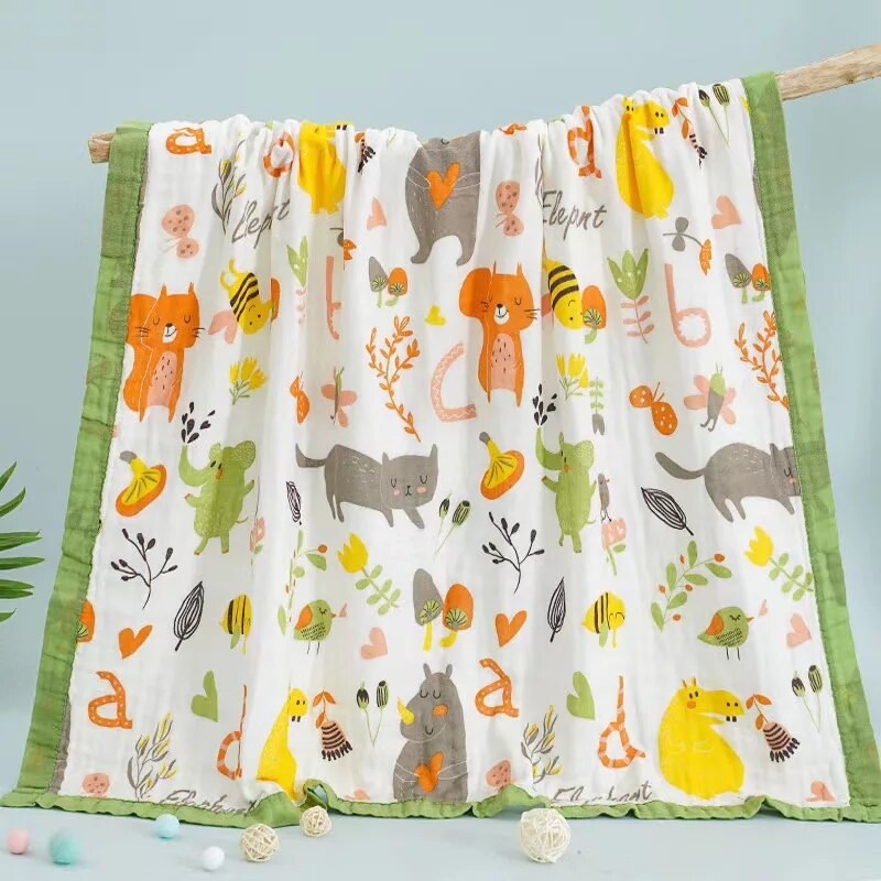120*150cm 6 layers muslin cotton baby sleeping blanket swaddle breathable infant kids children baby blanket
