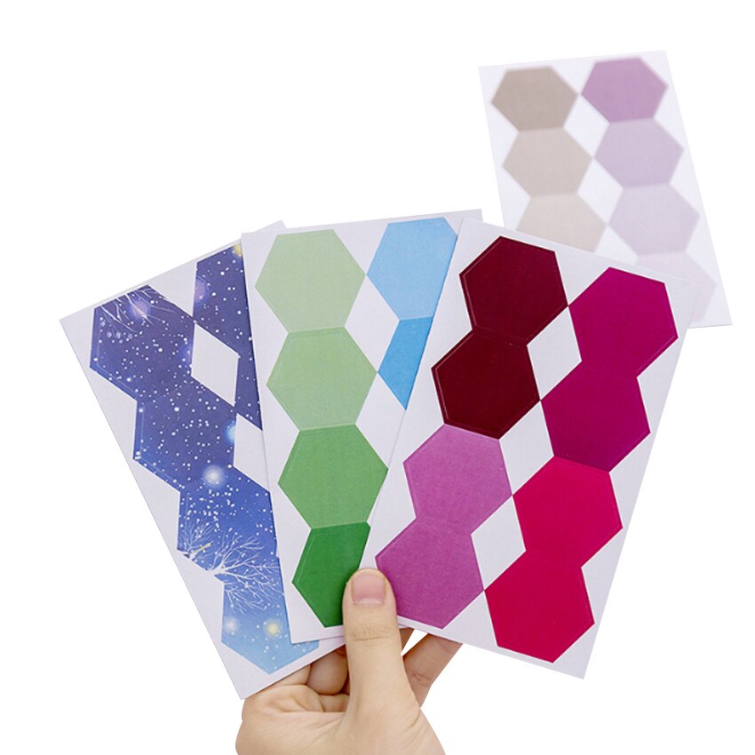 24pcs/pack Gradient Color Hexagon Index Classification Stickers Note Memo Stickers Study Office Supplies Sticky Notes