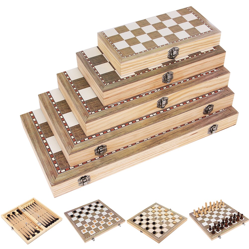 3 in- in-1 reisspelletjes voor kinderen, schaakbordset, draagbaar speelgoed, houten beginners, backgammon, leerzaam, opvouwbaar, entertainment