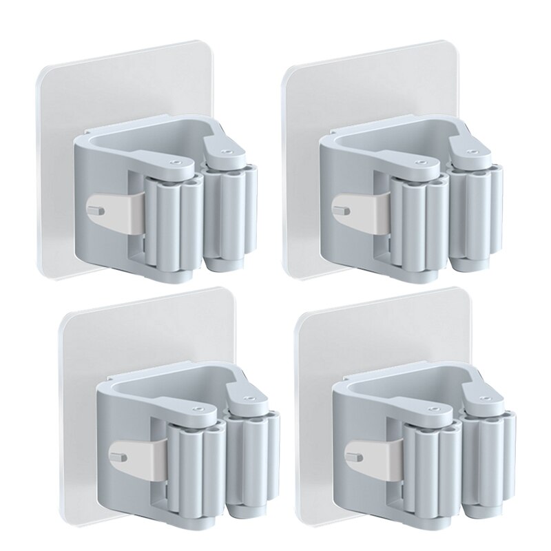 Hoge Huishouden Opbergrek Badkamer Zuig Pijp Haak Muur Gemonteerde Mop Opbergrek Borstel Bezem Rack: WHITE