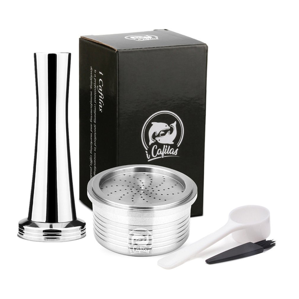 Stainless steel Refillable Coffee Capsule Pod Filter Dripper Tamper Compatible with Lavazza piont Coffee Machine: 02