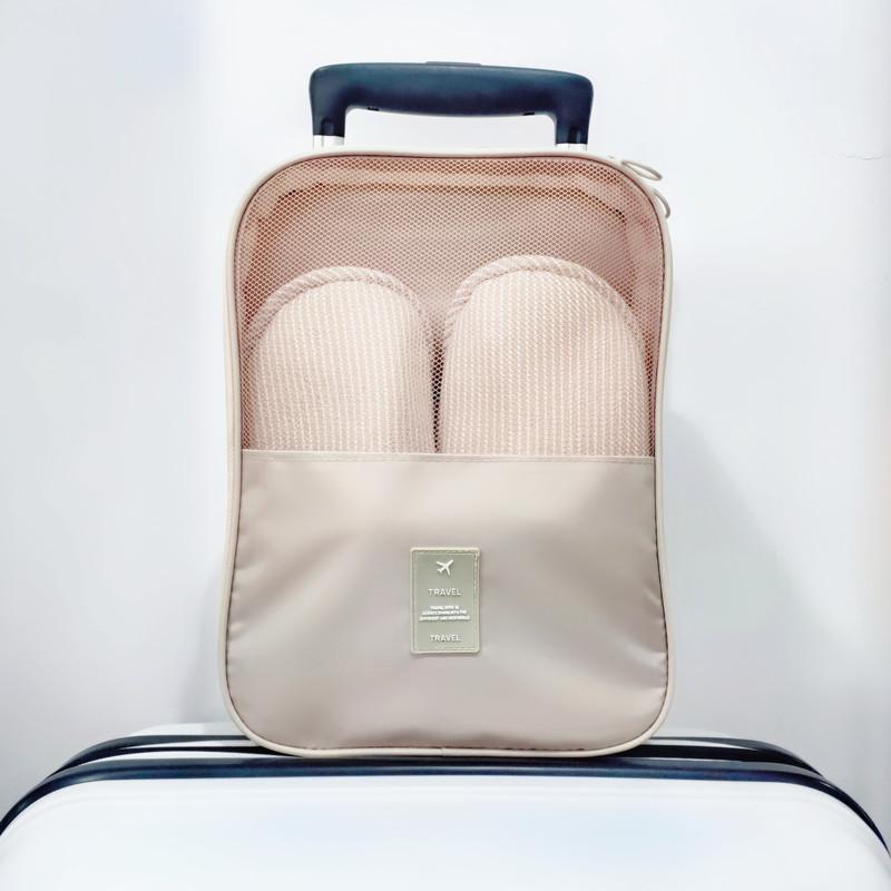 Travel accessories Double Layer Shoes Bags packing cubes Suitcase travel bag organizer Portable Storage duffle bag sac de voyage: Beige