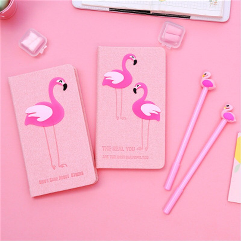 Cuaderno de papelería Kawaii de flamenco rosa, suministros escolares, accesorios de oficina, para niños