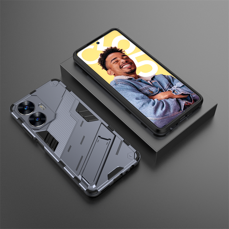 etui na telefon Realmi C55 4G Shockproof Armor magnetyczny uchwyt etui na telefon RealmeC55 Realme C55 C 55 55C 4G RMX3710 6.72" Bck pokrywa: Brązowy