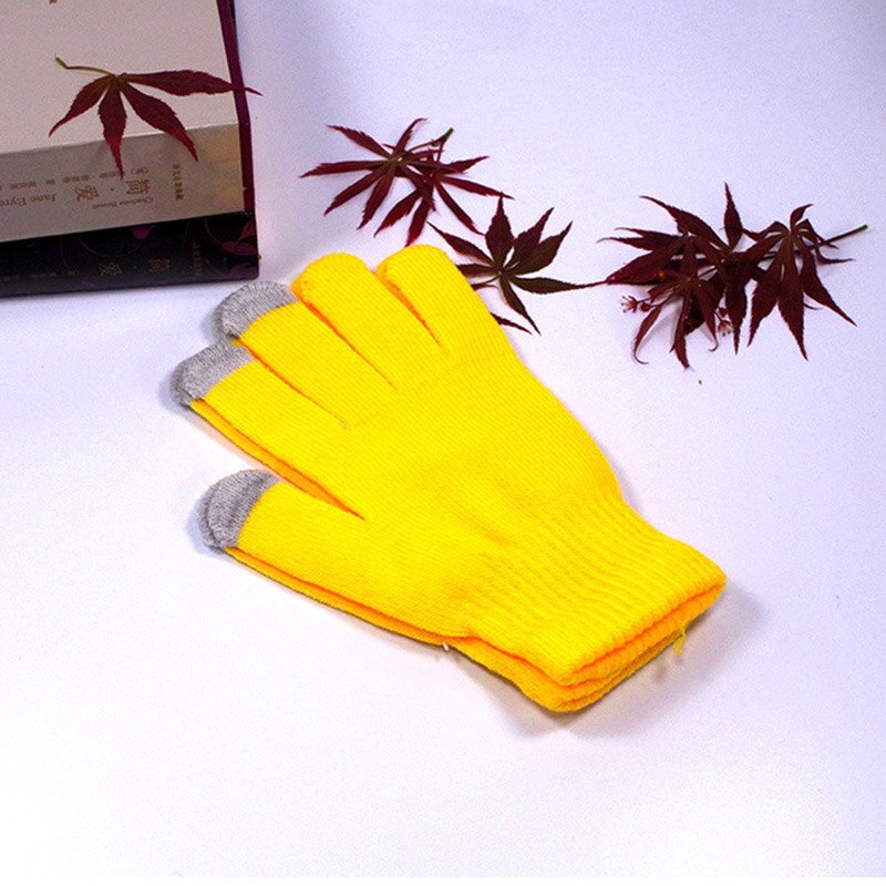 Warme touchscreen handschoenen voor mannen en vrouwen wijzen op koude en antivries monochrome gebreide handschoenen  b51: Geel