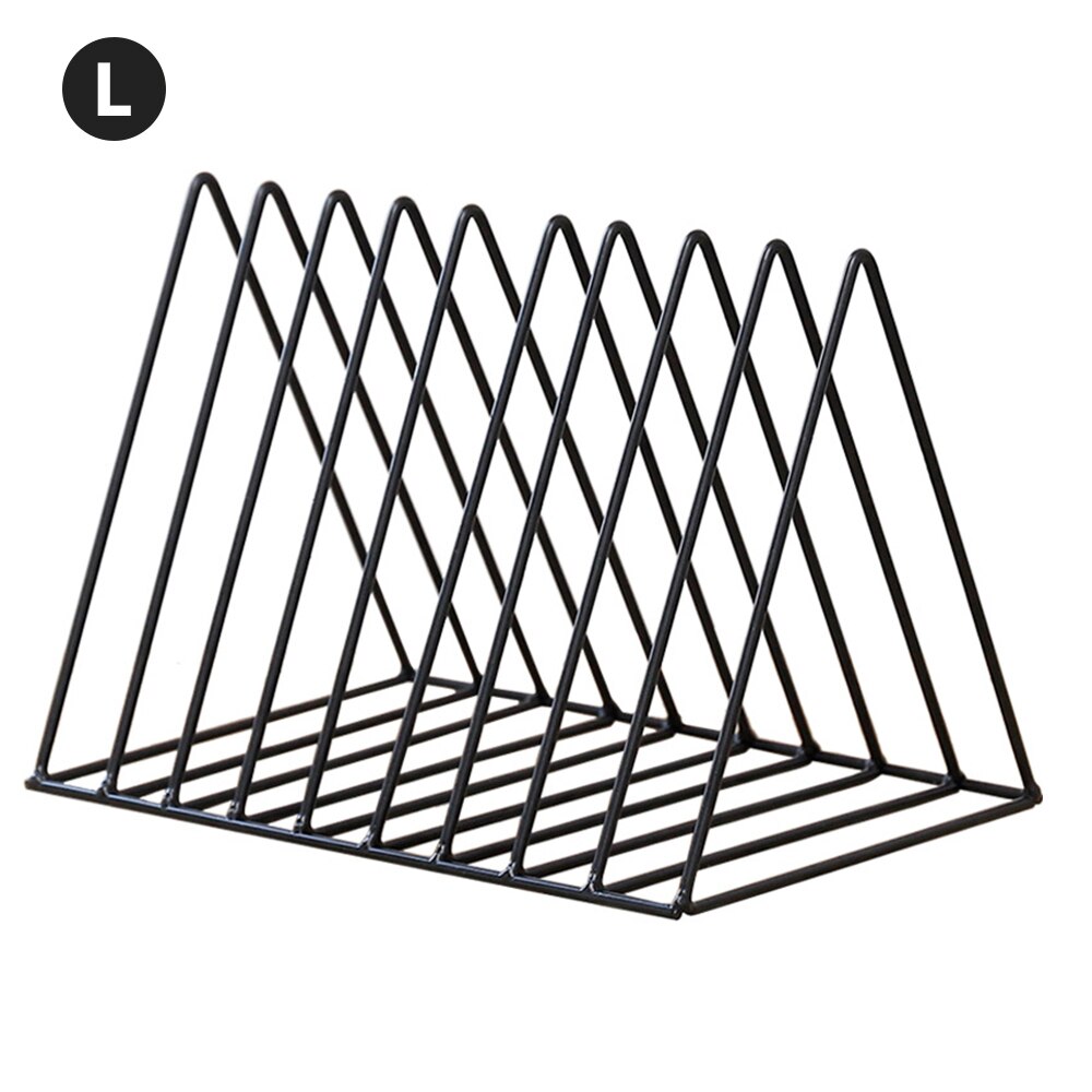 Vinyl pladestativ metal trekant bogmagasin rack pladesamling opbevaringsstativ hjem skrivebord opbevaring rack dekoration: 02 l
