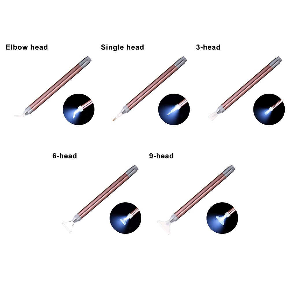 Pluma perforadora de punto de iluminación, herramienta de pintura de diamante 5D, plumas perforadoras de diamante de cristal luminoso, accesorios de costura para bordado artesanal DIY