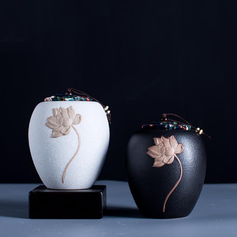 Pot de stockage de thé d'art | Céramique grossière, poterie de thé, accessoires de décoration artisanat/haricots noix Caddy boîtes scellées réservoirs 1 pièces