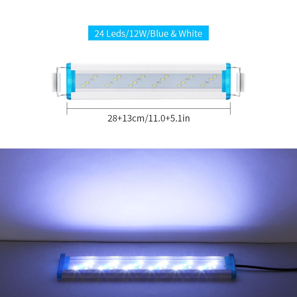 Super Slim Leds Aquarium Verlichting Aquatic Plant Licht 18-58Cm Extensible Waterdichte Clip On Lamp Voor Fish Tank aquarium: 28CM