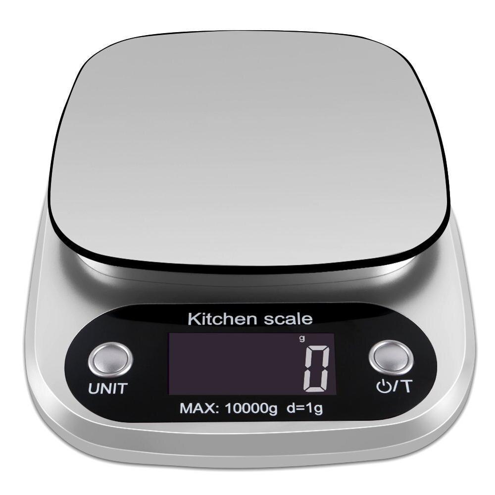 Digital köksvåg 10kg mat skala multi vikt skala elektronisk bakning och matlagning skala med lcd-display silver: Default Title