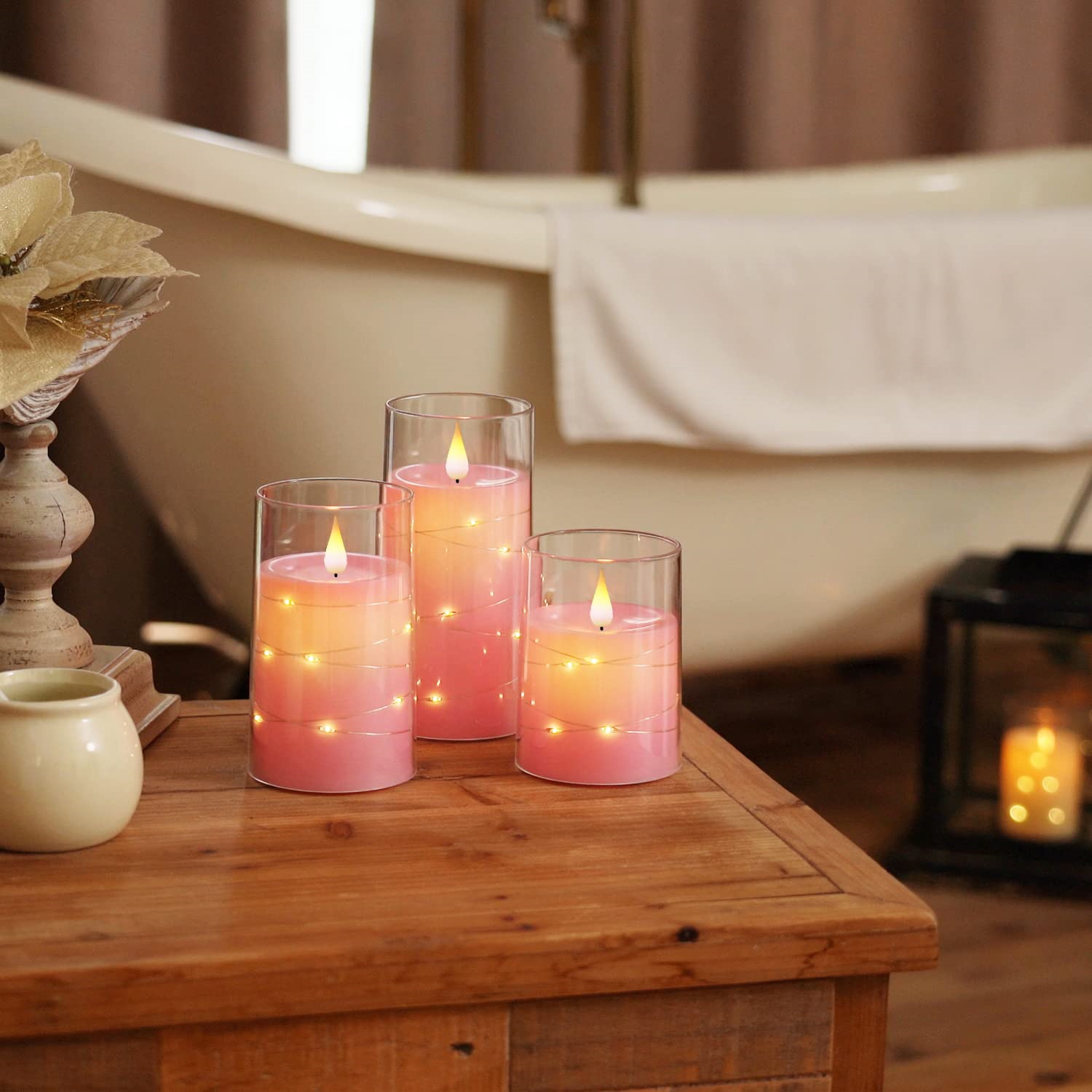 Bougies électroniques à LED pour la décoration de la maison, bandes lumineuses à LED avec télécommande, bougies en verre, fête de Noël et de mariage
