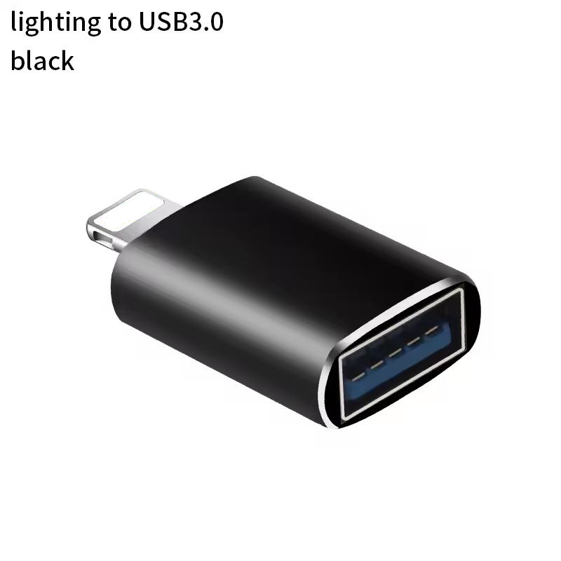 USB 3.0 OTG-Adapter für iPhone 14 13 12 11 Pro XS Max XR X 8 7 iPad, Lightning-zu-USB 3.0-Adapter, kompatibel mit iOS 13 und höher: Black