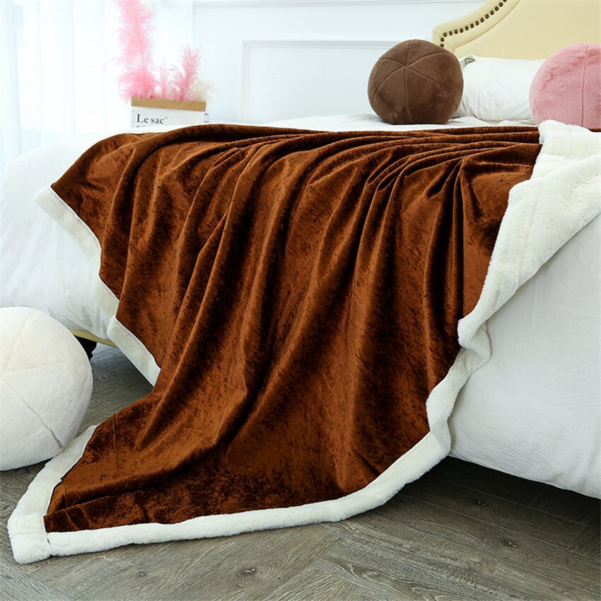Manta de lana de pelo de conejo de colores sólidos Super suave sofá Coverlet invierno cálido sábanas fácil de lavar Faux Fur cobijas