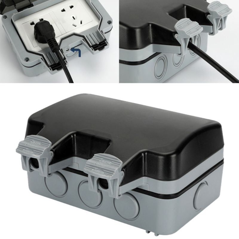 2 Gang IP66 Waterproof Outdoor Extension Lead Double Socket Six-hole 13A UK Plug