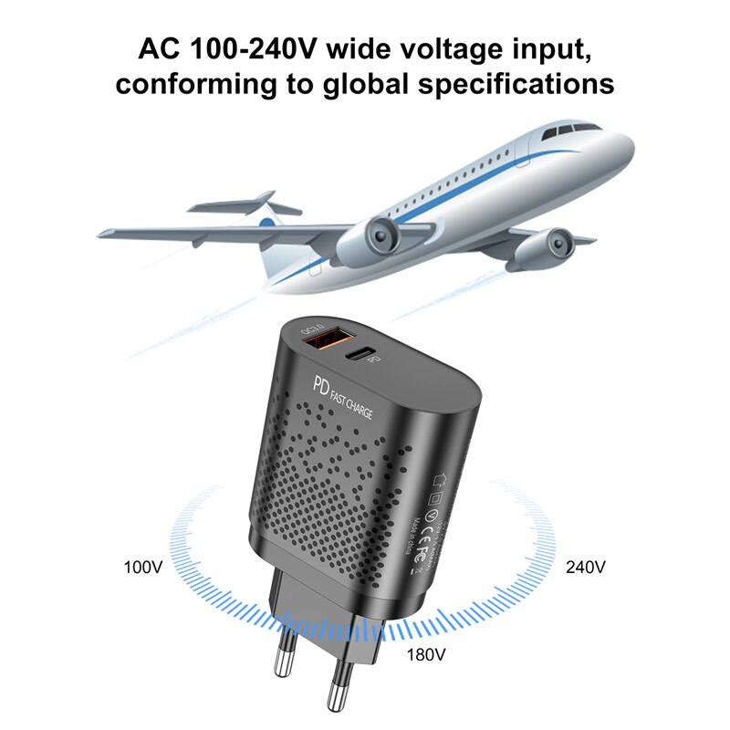 USLION 18W USB QC 3.0 caricabatterie per tablet a ricarica rapida adattatore PD3.0 per iPhone 12 caricabatterie da viaggio Samsung Xiaomi