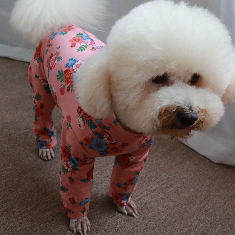 Kæledyr hund jumpsuit bomuld hvalpetøj tynde trykte overalls til små hunde beskytte mave pyjamas chihuahua bundtrøje: 14
