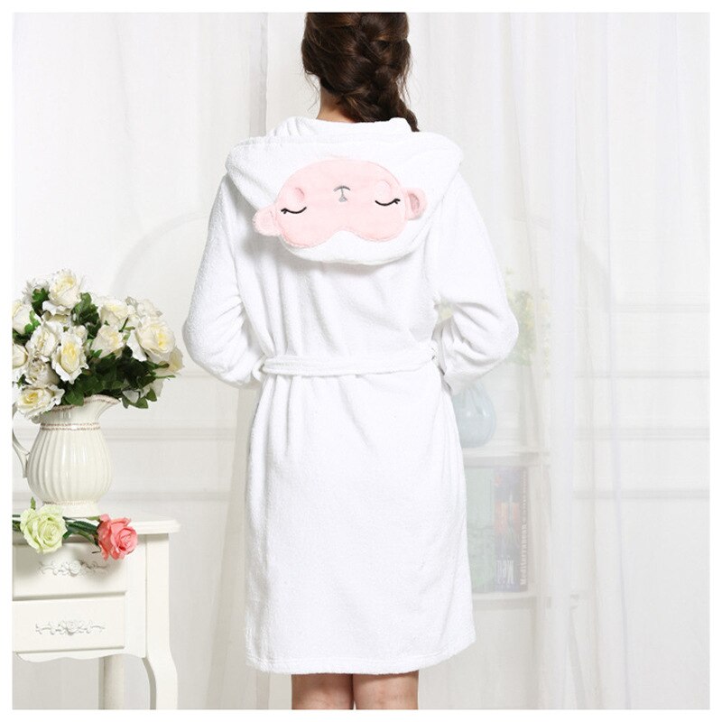 Cotton Winter Bathrobe Terry Cute hooded Dressing Gowns For Women