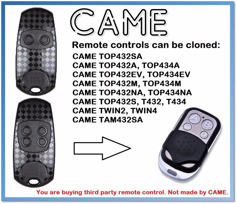 CAME TOP432EV TOP 432EV 434EV Universal Remote Control Duplicator 4-Channel (only for 433.92mhz fixed code)