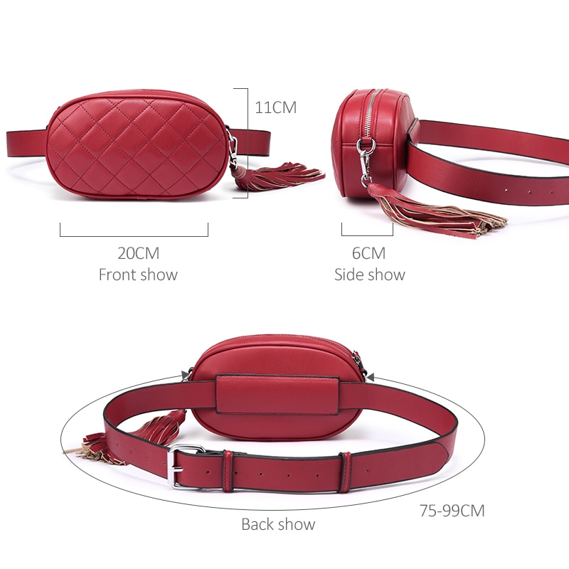 LOVEVOOK Fanny Pack for Women - PU Leather Chest Bag - Plaid Shoulder Pouch - 20x6x11cm