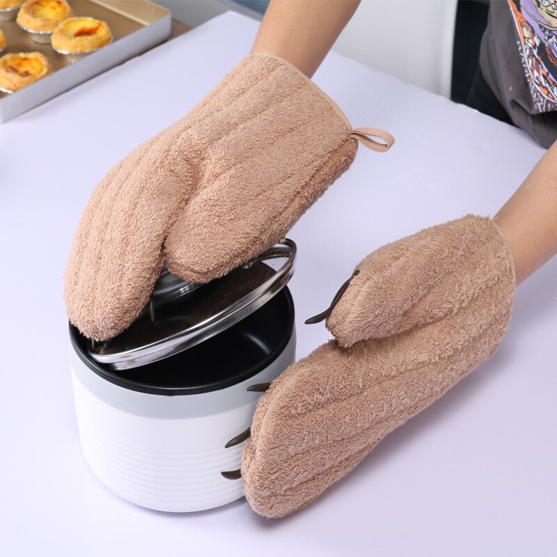 2 stk silikon ovnshansker mikrobølgeovn baking kjøkken matlaging bbq tykkere hansker varmebestandige hansker fingerbeskytter silikon