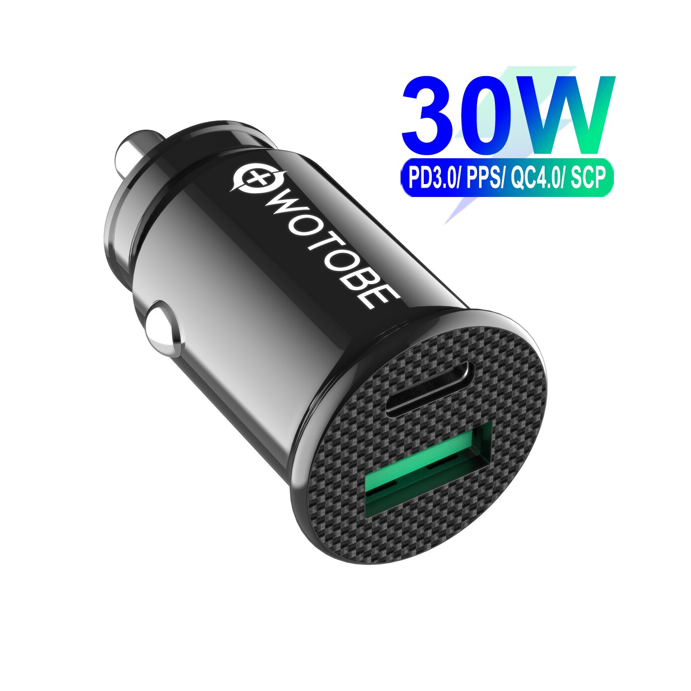 Wotobe 2-Poort 30W Autolader, usb C PD3.0/Pps/QC4.0 30W/25W/20W/18W,QC3.0/Scp/Afc 22.5W Voor Iphone 12 Ipad Samsung Huawei Xioami: Car Charger