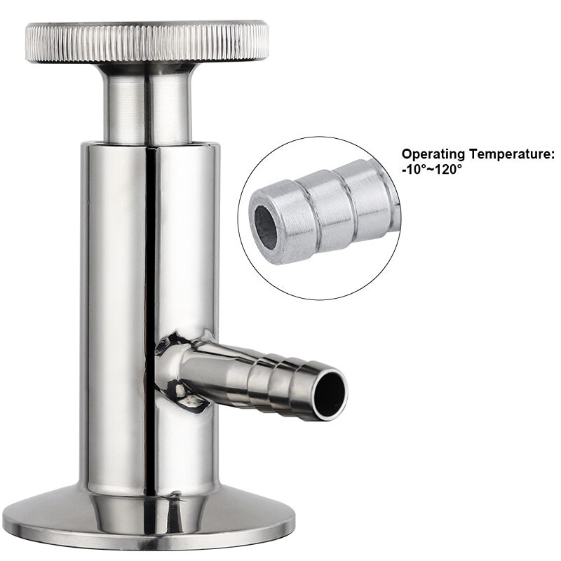 Sanitary Sampling Valve 304 Stainless Steel 50.5mm 25.4mm Ferrule OD Fit 1/2" 1.5" Tri Clamp Pipe Fitting Homebrew Hardware