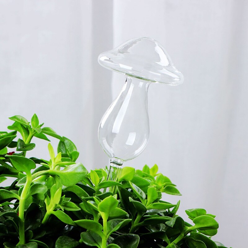 verre portable plante fleurs distributeur d'eau auto-arrosage oiseau plante abreuvoir 5 Types décor canettes d'eau: Mushroom