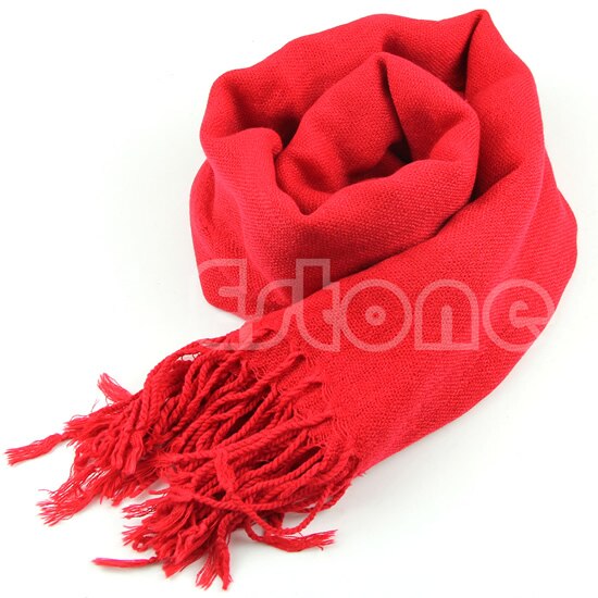 Bløde kvinder uldblanding lange tørklæder kvaster varme tørklæder ren farve kashmir tørklæde vinter varm blød wrap sjal 8 farver: Rød
