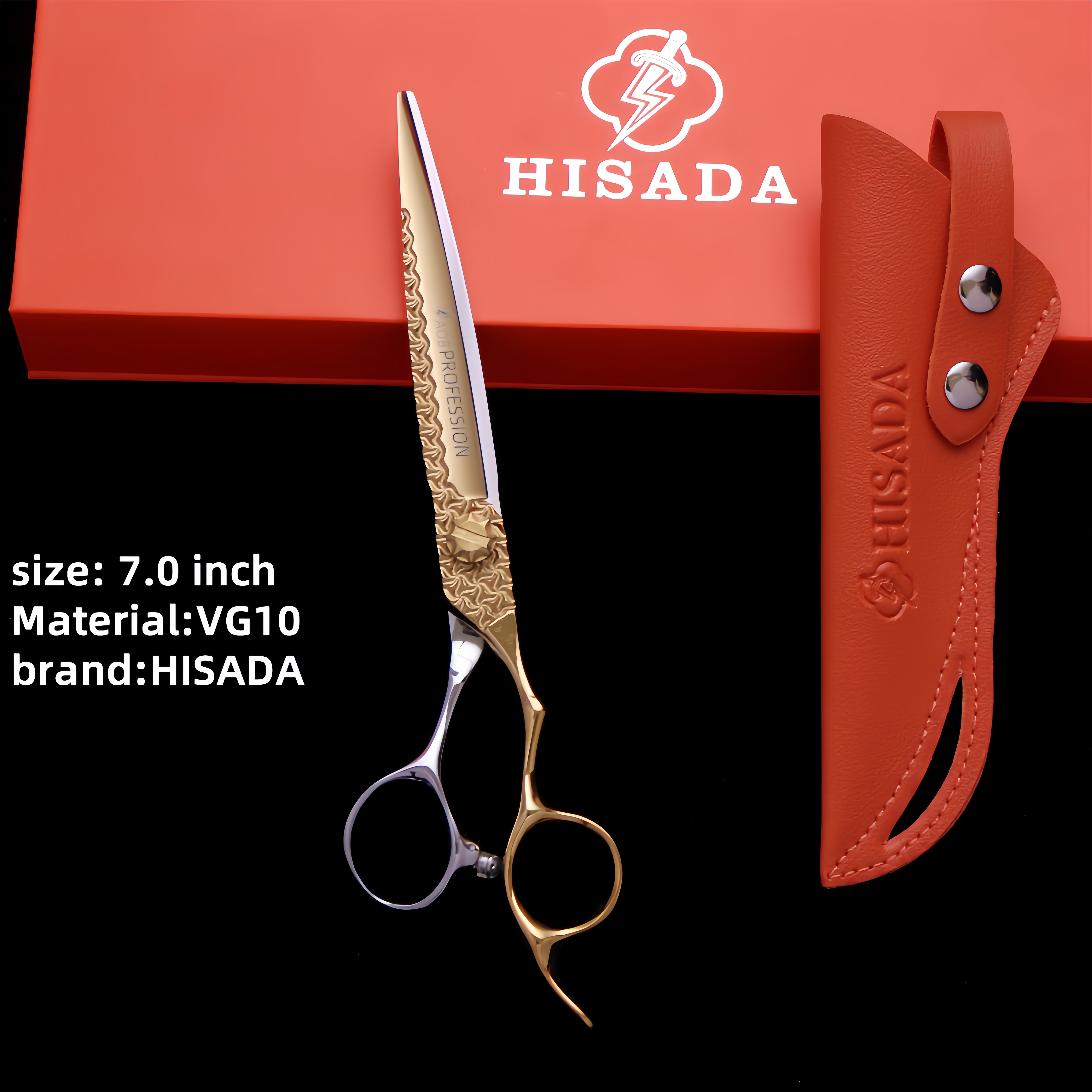 HISADA 6,0-inch VG10 staal Wolfraam Staal Patroon Hoogwaardige schaar Patroon Professionele Kapsalon Top Professionele Schaar: Donker Kaki