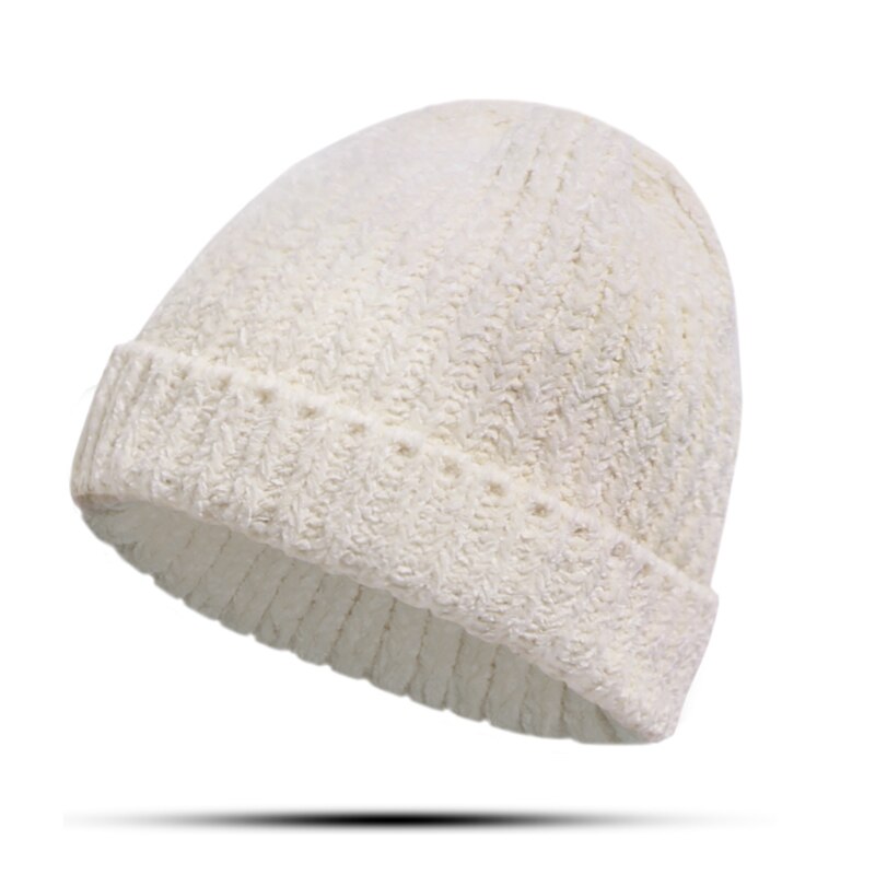 Bonnet épais en maille Chenille pour l&#39;hiver, mignon, décontracté, couleur unie, Skullies, Ski: A